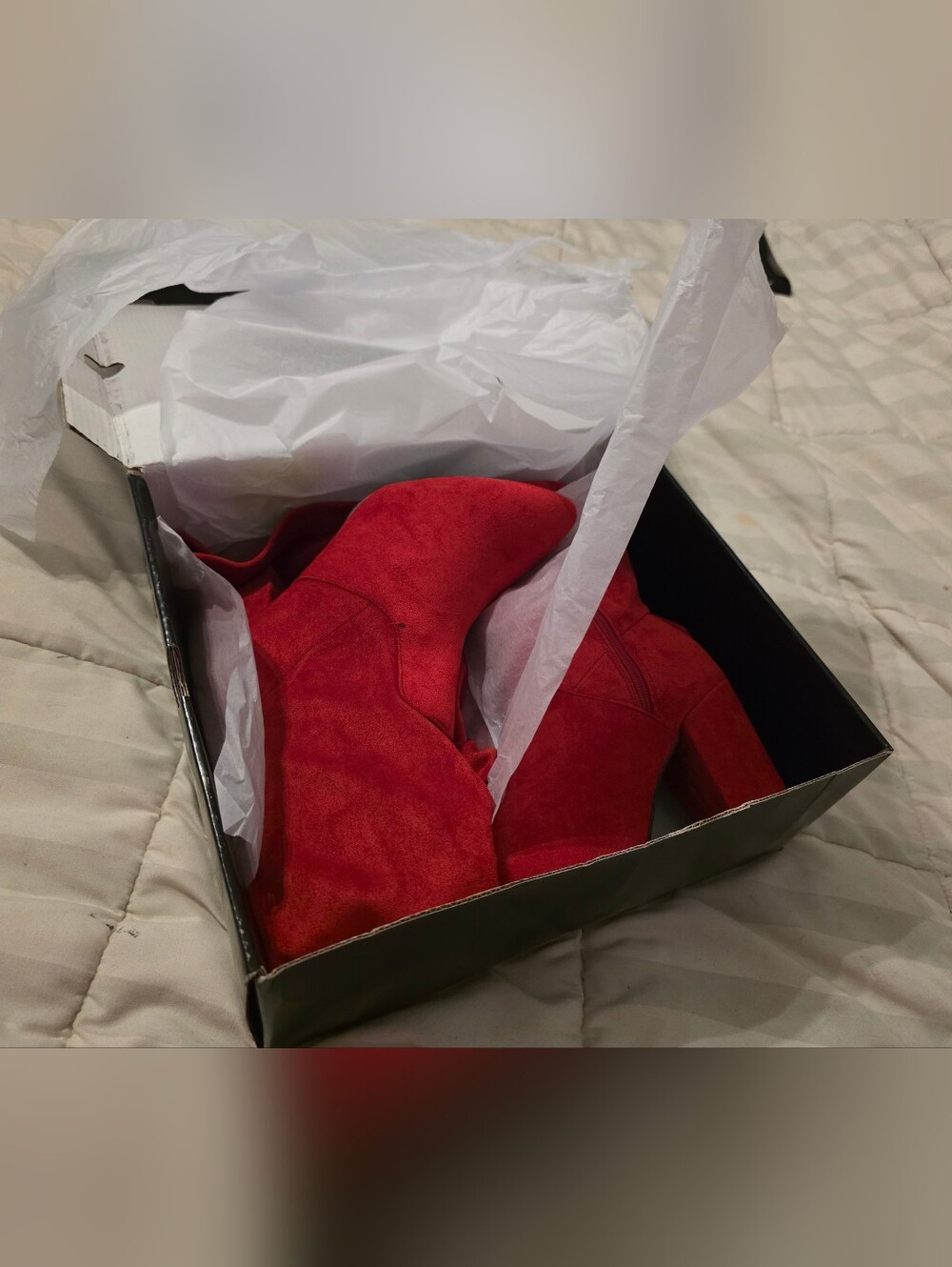Torrid 8.5 Red Suede Knee-High Block Heel Boots, Wide Calf Approved. - Picture 6 of 11